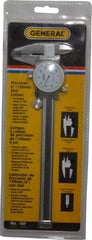 General - 0mm to 6" Range, 0.001" Graduation, 0.1" per Revolution, Dial Caliper - White Face, 1.57" Jaw Length - Apex Tool & Supply