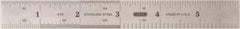 General - 6" Long, 1/100, 1/64, 1/50, 1/32, 1/20, 1/16, 1/10, 1/8" and 0.5, 1mm Graduation, Rigid Stainless Steel Rule - 4R & English/Metric Graduation Style, 3/4" Wide, Silver, Polished Finish - Apex Tool & Supply
