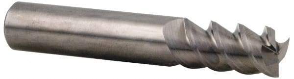 Accupro - 5/8", 1-5/8" LOC, 5/8" Shank Diam, 3-1/2" OAL, 3 Flute, Solid Carbide Square End Mill - Single End, Uncoated, Spiral Flute, 60° Helix, Centercutting, Right Hand Cut, Right Hand Flute - Apex Tool & Supply