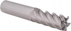 Accupro - 5/8", 1-5/8" LOC, 5/8" Shank Diam, 3-1/2" OAL, 5 Flute, Solid Carbide Square End Mill - Single End, Uncoated, Spiral Flute, 45° Helix, Centercutting, Right Hand Cut, Right Hand Flute - Apex Tool & Supply
