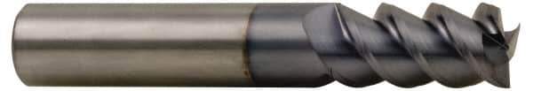 Accupro - 1", 3-1/4" LOC, 1" Shank Diam, 6" OAL, 3 Flute, Solid Carbide Square End Mill - Single End, TiCN Finish, Spiral Flute, 60° Helix, Centercutting, Right Hand Cut, Right Hand Flute - Apex Tool & Supply