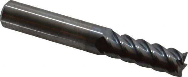 Accupro - 11/32", 1" LOC, 3/8" Shank Diam, 2-1/2" OAL, 5 Flute, Solid Carbide Square End Mill - Single End, TiCN Finish, Spiral Flute, 45° Helix, Centercutting, Right Hand Cut, Right Hand Flute - Apex Tool & Supply