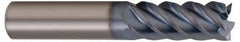 Accupro - 1/2", 2" LOC, 1/2" Shank Diam, 4" OAL, 5 Flute, Solid Carbide Square End Mill - Single End, TiCN Finish, Spiral Flute, 45° Helix, Centercutting, Right Hand Cut, Right Hand Flute - Apex Tool & Supply