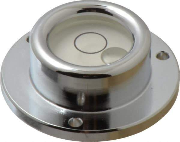 Geier & Bluhm, Inc. - 1-3/4 Inch Base Diameter x 0.63 Inch Overall Height, 1 Circle, Brass Bull's Eye Circular Level - 0.315 Inch Vial Diameter, 13/16 Inch Inner Diameter, 0.12 Inch Mounting Hole Diameter, 0.1 Inch Sensitivity, -40 to 160°F - Apex Tool & Supply