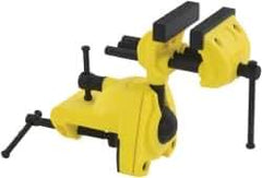 Stanley - 2-7/8" Jaw Width, 3" Opening Capacity, 1-1/2" Throat Depth, Cast Aluminum Swivel Bench Vise - Clamp-On Base Attachment, 7" Long x 3-1/4" Wide x 9-1/2" High - Apex Tool & Supply