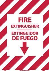 NMC - Fire Extinguisher, Pressure Sensitive Vinyl Fire Sign - 14" Wide x 10" High, English/Spanish, Glow-in-the-Dark - Apex Tool & Supply