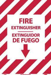 NMC - Fire Extinguisher, Pressure Sensitive Vinyl Fire Sign - 14" Wide x 10" High, English/Spanish, Glow-in-the-Dark - Apex Tool & Supply