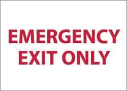 NMC - Emergency Exit Only, Aluminum Exit Sign - 10" Wide x 7" High - Apex Tool & Supply