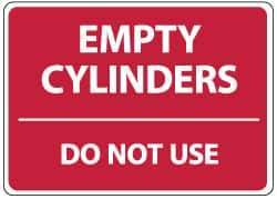 NMC - "Empty Cylinders - Do Not Use", 10" Long x 14" Wide, Pressure-Sensitive Vinyl Safety Sign - Rectangle, 0.004" Thick, Use for Accident Prevention - Apex Tool & Supply