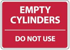 NMC - "Empty Cylinders - Do Not Use", 10" Long x 14" Wide, Pressure-Sensitive Vinyl Safety Sign - Rectangle, 0.004" Thick, Use for Accident Prevention - Apex Tool & Supply