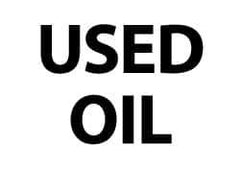 NMC - Hazardous Materials Label - Legend: Used Oil, English, Black & White, 5" Long x 3" High, Sign Muscle Finish - Apex Tool & Supply