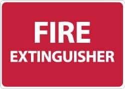 NMC - Fire Extinguisher, Pressure Sensitive Vinyl Fire Sign - 14" Wide x 10" High - Apex Tool & Supply