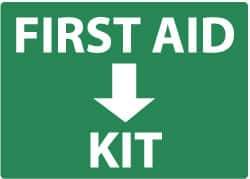 NMC - "First Aid Kit", 10" Long x 14" Wide, Pressure-Sensitive Vinyl Safety Sign - Rectangle, 0.004" Thick, Use for First Aid - Apex Tool & Supply