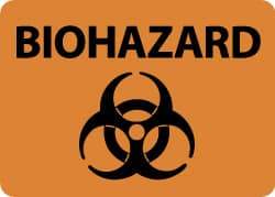NMC - "Biohazard", 10" Long x 14" Wide, Pressure-Sensitive Vinyl Safety Sign - Rectangle, 0.004" Thick, Use for Hazardous Materials - Apex Tool & Supply