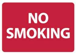 NMC - "No Smoking", 10" Long x 14" Wide, Pressure-Sensitive Vinyl Safety Sign - Rectangle, 0.004" Thick, Use for Smoking Regulations - Apex Tool & Supply
