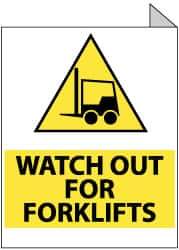 NMC - "Watch out for Forklifts", 10" Long x 8" Wide, Rigid Plastic Safety Sign - Rectangle, 0.05" Thick, Use for Accident Prevention - Apex Tool & Supply