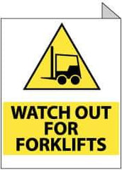 NMC - "Watch out for Forklifts", 10" Long x 8" Wide, Rigid Plastic Safety Sign - Rectangle, 0.05" Thick, Use for Accident Prevention - Apex Tool & Supply