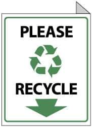 NMC - "Please Recycle", 10" Long x 8" Wide, Rigid Plastic Safety Sign - Rectangle, 0.05" Thick, Use for Restroom, Janitorial & Housekeeping - Apex Tool & Supply