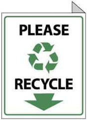 NMC - "Please Recycle", 10" Long x 8" Wide, Rigid Plastic Safety Sign - Rectangle, 0.05" Thick, Use for Restroom, Janitorial & Housekeeping - Apex Tool & Supply