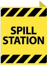 NMC - "Spill Station", 10" Long x 8" Wide, Rigid Plastic Safety Sign - Rectangle, 0.05" Thick, Use for Restroom, Janitorial & Housekeeping - Apex Tool & Supply