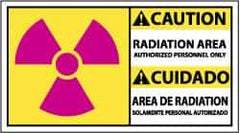 NMC - "Caution - Radiation Area - Authorized Personnel Only", 10" Long x 18" Wide, Rigid Plastic Safety Sign - Rectangle, 0.05" Thick, Use for Accident Prevention - Apex Tool & Supply