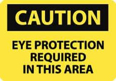 NMC - Accident Prevention Label, Header: CAUTION - Legend: Caution - Eye Protection Required in This Area, English, Black & Yellow, 5" Long x 3" High, Sign Muscle Finish - Apex Tool & Supply