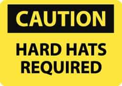 NMC - "Caution - Hard Hats Required", 7" Long x 10" Wide, Aluminum Safety Sign - Rectangle, 0.04" Thick, Use for Accident Prevention - Apex Tool & Supply