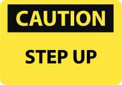 NMC - "Caution - Step Up", 7" Long x 10" Wide, Aluminum Safety Sign - Rectangle, 0.04" Thick, Use for Accident Prevention - Apex Tool & Supply