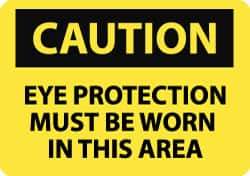 NMC - "Caution - Eye Protection Must Be Worn in This Area", 10" Long x 14" Wide, Rigid Plastic Safety Sign - Rectangle, 0.05" Thick, Use for Accident Prevention - Apex Tool & Supply