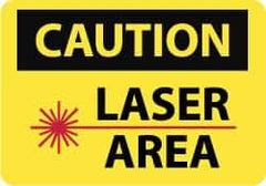 NMC - "Caution - Laser Area", 10" Long x 14" Wide, Pressure-Sensitive Vinyl Safety Sign - Rectangle, 0.004" Thick, Use for Accident Prevention - Apex Tool & Supply