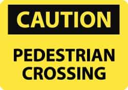 NMC - "Caution - Pedestrian Crossing", 10" Long x 14" Wide, Pressure-Sensitive Vinyl Safety Sign - Rectangle, 0.004" Thick, Use for Accident Prevention - Apex Tool & Supply