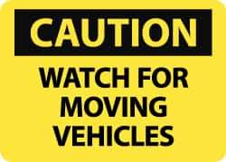 NMC - "Caution - Watch for Moving Vehicles", 10" Long x 14" Wide, Aluminum Safety Sign - Rectangle, 0.04" Thick, Use for Accident Prevention - Apex Tool & Supply