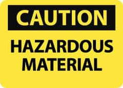NMC - "Caution - Hazardous Material", 10" Long x 14" Wide, Rigid Plastic Safety Sign - Rectangle, 0.05" Thick, Use for Hazardous Materials - Apex Tool & Supply