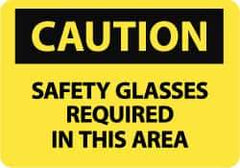 NMC - "Caution - Safety Glasses Required in This Area", 10" Long x 14" Wide, Rigid Plastic Safety Sign - Rectangle, 0.05" Thick, Use for Accident Prevention - Apex Tool & Supply