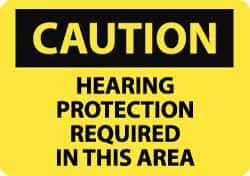 NMC - "Caution - Hearing Protection Required in This Area", 7" Long x 10" Wide, Aluminum Safety Sign - Rectangle, 0.04" Thick, Use for Accident Prevention - Apex Tool & Supply
