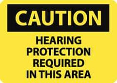 NMC - "Caution - Hearing Protection Required in This Area", 7" Long x 10" Wide, Aluminum Safety Sign - Rectangle, 0.04" Thick, Use for Accident Prevention - Apex Tool & Supply