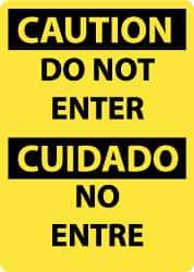 NMC - "Caution - Do Not Enter", 14" Long x 10" Wide, Pressure-Sensitive Vinyl Safety Sign - Rectangle, 0.004" Thick, Use for Security & Admittance - Apex Tool & Supply