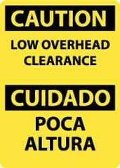 NMC - "Caution - Low Overhead Clearance", 14" Long x 10" Wide, Aluminum Safety Sign - Rectangle, 0.04" Thick, Use for Accident Prevention - Apex Tool & Supply