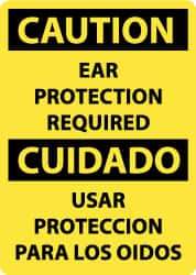 NMC - "Caution - Ear Protection Required", 14" Long x 10" Wide, Rigid Plastic Safety Sign - Rectangle, 0.05" Thick, Use for Accident Prevention - Apex Tool & Supply