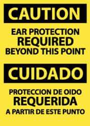 NMC - "Caution - Ear Protection Required Beyond This Point", 14" Long x 10" Wide, Pressure-Sensitive Vinyl Safety Sign - Rectangle, 0.004" Thick, Use for Accident Prevention - Apex Tool & Supply
