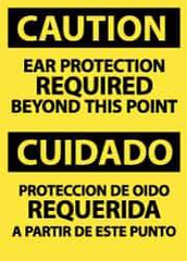 NMC - "Caution - Ear Protection Required Beyond This Point", 14" Long x 10" Wide, Pressure-Sensitive Vinyl Safety Sign - Rectangle, 0.004" Thick, Use for Accident Prevention - Apex Tool & Supply