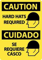 NMC - "Caution - Hard Hats Required", 14" Long x 10" Wide, Aluminum Safety Sign - Rectangle, 0.04" Thick, Use for Accident Prevention - Apex Tool & Supply
