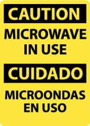NMC - "Caution - Microwave in Use", 14" Long x 10" Wide, Aluminum Safety Sign - Rectangle, 0.04" Thick, Use for Accident Prevention - Apex Tool & Supply