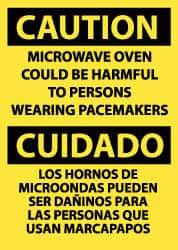 NMC - "Caution - Microwave Oven Could Be Harmful to Persons Wearing Pacemakers", 14" Long x 10" Wide, Rigid Plastic Safety Sign - Rectangle, 0.05" Thick, Use for Accident Prevention - Apex Tool & Supply