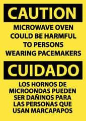 NMC - "Caution - Microwave Oven Could Be Harmful to Persons Wearing Pacemakers", 14" Long x 10" Wide, Pressure-Sensitive Vinyl Safety Sign - Rectangle, 0.004" Thick, Use for Accident Prevention - Apex Tool & Supply
