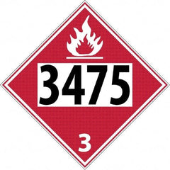 NMC - DOT - Shipping & Vehicle - 3475, 10-3/4" Wide x 10-3/4" High, Rigid Plastic Placard - Black & Yellow on White, UV Resistant, Chemical Resistant, Graffiti Proof - Apex Tool & Supply