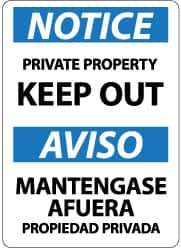NMC - "Notice - Private Property - Keep Out", 14" Long x 10" Wide, Rigid Plastic Safety Sign - Rectangle, 0.05" Thick, Use for Security & Admittance - Apex Tool & Supply