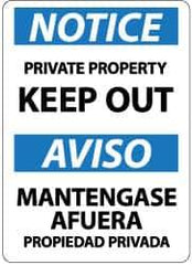 NMC - "Notice - Private Property - Keep Out", 14" Long x 10" Wide, Pressure-Sensitive Vinyl Safety Sign - Rectangle, 0.004" Thick, Use for Security & Admittance - Apex Tool & Supply