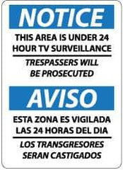 NMC - "Notice - This Area Is under 24 Hour TV Surveillance - Trespassers Will Be Prosecuted", 14" Long x 10" Wide, Rigid Plastic Safety Sign - Rectangle, 0.05" Thick, Use for Security & Admittance - Apex Tool & Supply