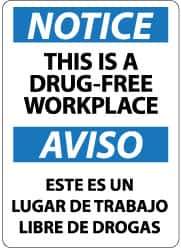 NMC - "Notice - This Is a Drug-Free Workplace", 14" Long x 10" Wide, Rigid Plastic Safety Sign - Rectangle, 0.05" Thick, Use for Security & Admittance - Apex Tool & Supply
